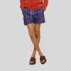 Abstract Logo Design Swim Shorts - Navy/Brown