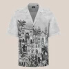 All-Over City Print Shirt - Silver