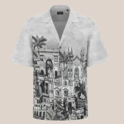 All-Over City Print Shirt - Silver