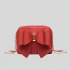 Bow Mini Pebbled Crossbody Bag - Red