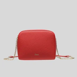 Bow Mini Pebbled Crossbody Bag - Red