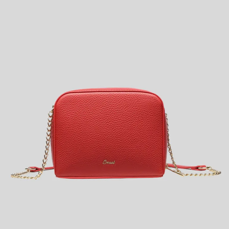 Bow Mini Pebbled Crossbody Bag - Red