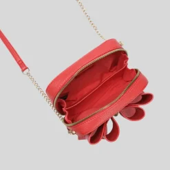 Bow Mini Pebbled Crossbody Bag - Red