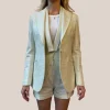 Broken Lines Stretch Cotton Peak Lapel Blazer - Off-White