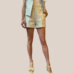 Broken Lines Stretch Cotton Shorts - Off-White