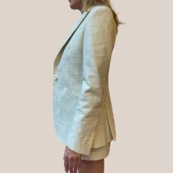 Broken Lines Stretch Cotton Peak Lapel Blazer - Off-White