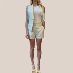 Broken Lines Stretch Cotton Vest - Off-White