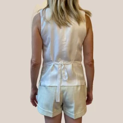 Broken Lines Stretch Cotton Vest - Off-White