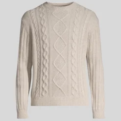 Cable Knit Crew Neck Sweater - Beige