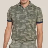 Camo Palm Trees Print Pique Polo - Army