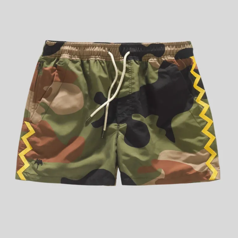 Camo Zig Zag Swim Shorts - Green