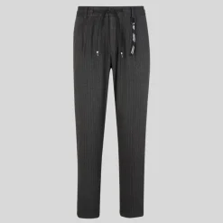 Chalk Pinstripe Drawstring Waist Pants - Charcoal