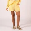 Checks Crinkle Shorts - Yellow