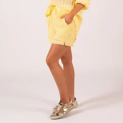 Checks Crinkle Shorts - Yellow