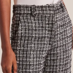 Checks Textured Tweed Wide Leg Pants - Black/White
