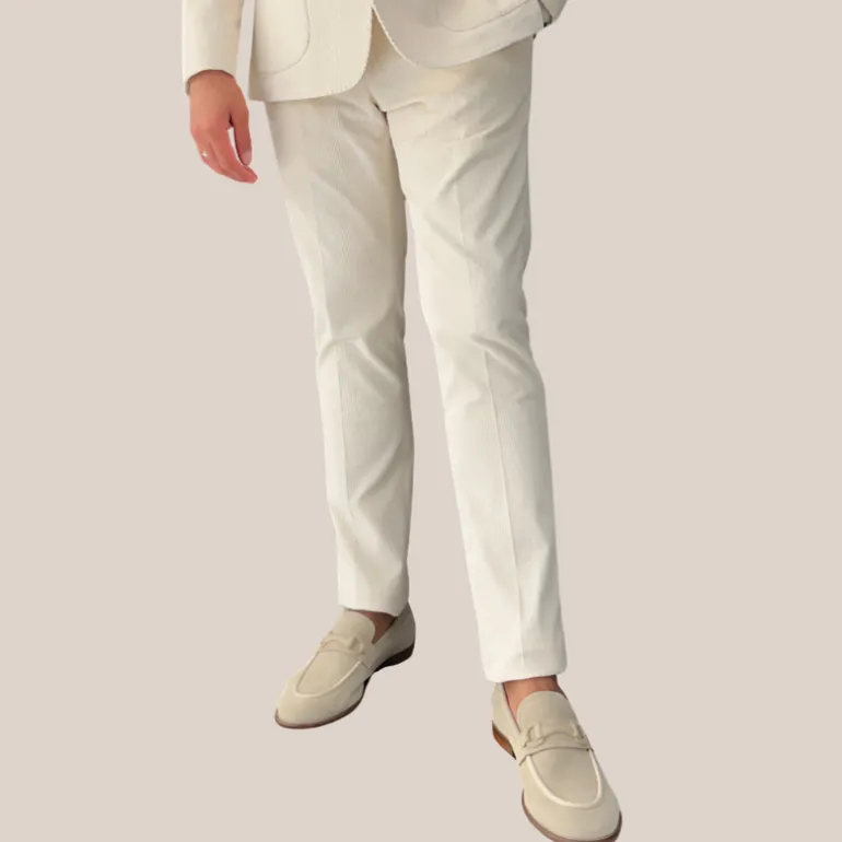 Corduroy Drawstring Pants - Cream