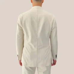 Corduroy Patch Pocket Peak Lapel Blazer - Cream