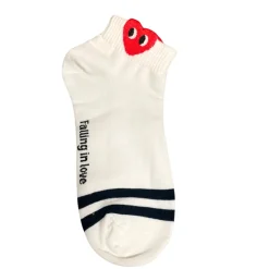 Crew Heart Stripe Socks - White