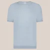 Crew Neck Ribbed Knit Tee - Sky