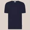 Crew Neck Ribbed Knit Tee - Navy
