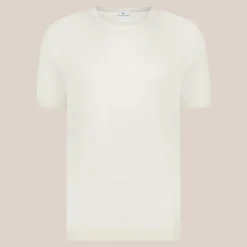 Crew Neck Ribbed Knit Tee - Off-White