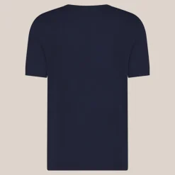 Crew Neck Ribbed Knit Tee - Navy