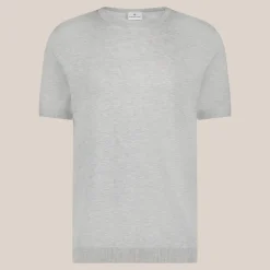 Crew Neck Ribbed Knit Tee - Grey