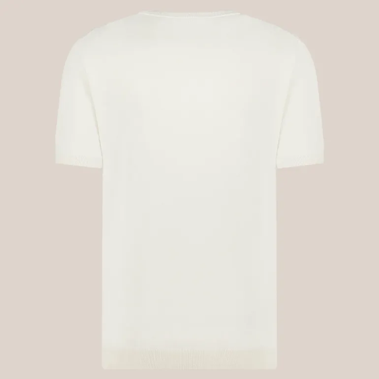Crew Neck Ribbed Knit Tee - Off-White