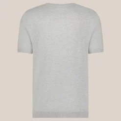 Crew Neck Ribbed Knit Tee - Grey