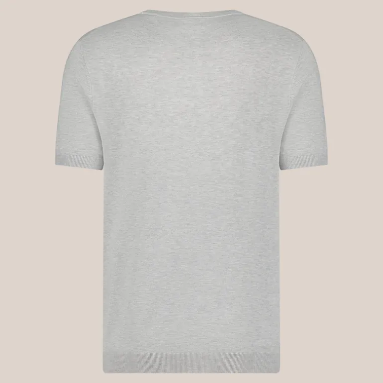 Crew Neck Ribbed Knit Tee - Grey