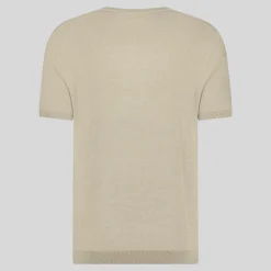 Crew Neck Ribbed Knit Tee - Sand