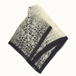 Croc Pattern Silk-Like Neckerchief - Black