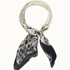 Croc Pattern Silk-Like Neckerchief - Black