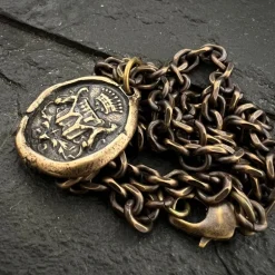 Crown Wax Seal Pendant Antiqued Necklace