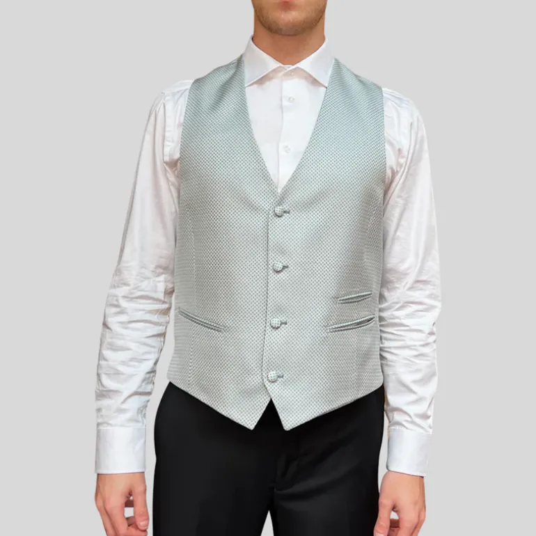 Diamond Pattern Slim Fit Ceremony Vest - Mint