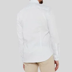 Diamond Texture Spread Collar Shirt - White