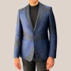 Dinner Jacket Feathers Design - Cobalt