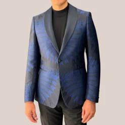 Dinner Jacket Feathers Design - Cobalt
