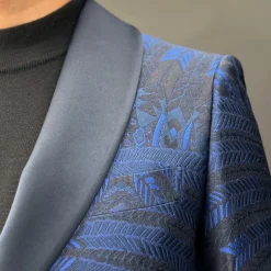 Dinner Jacket Feathers Design - Cobalt