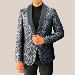 Dinner Jacket Leaves Design - Blue