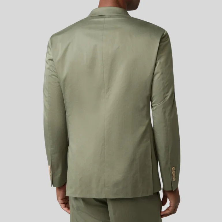 Double Breasted Cotton Stretch Blazer - Olive