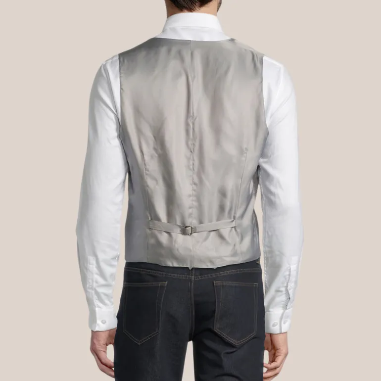 Double Breasted Linen Waistcoat - Grey