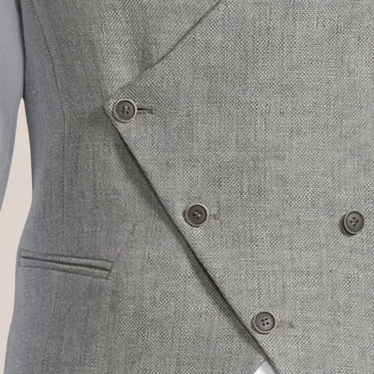 Double Breasted Linen Waistcoat - Grey