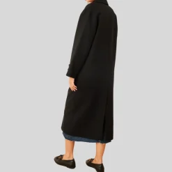 Double Breasted Long Coat - Black