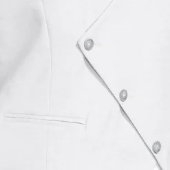 Double Breasted Stretch Linen Waistcoat - Light Grey