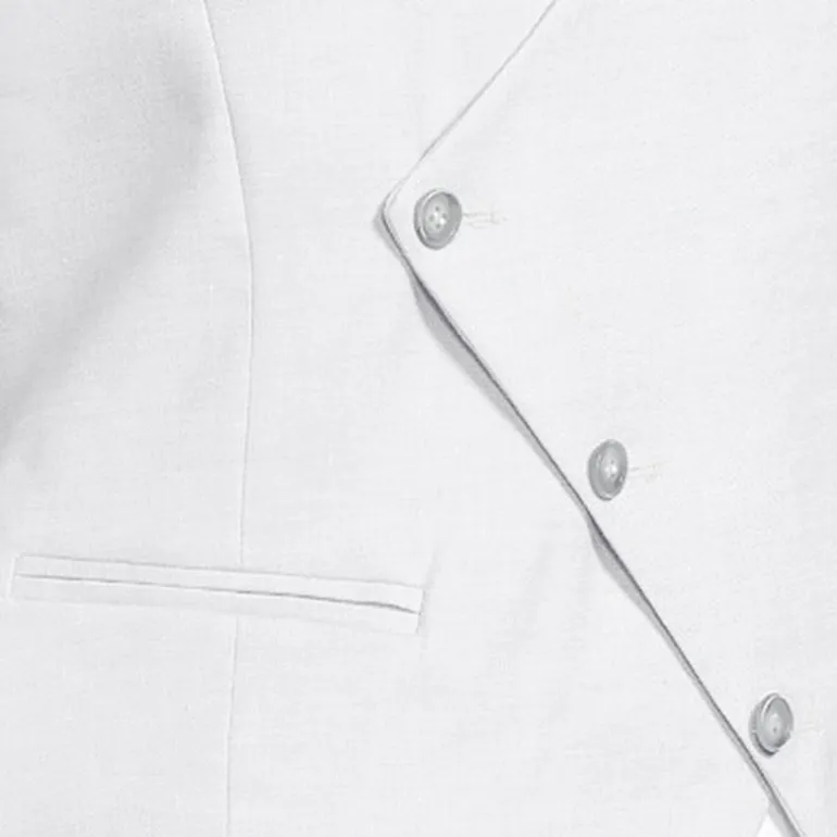 Double Breasted Stretch Linen Waistcoat - Light Grey