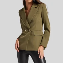 Double Button Crepe Blazer - Olive