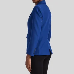 Double Button Crepe Blazer - Navy