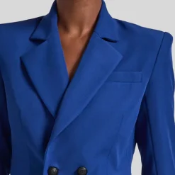 Double Button Crepe Blazer - Navy