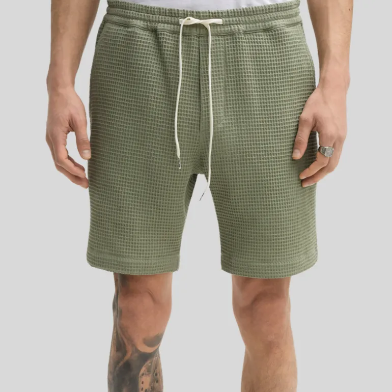 Drawstring Elastic Waist Shorts - Olive